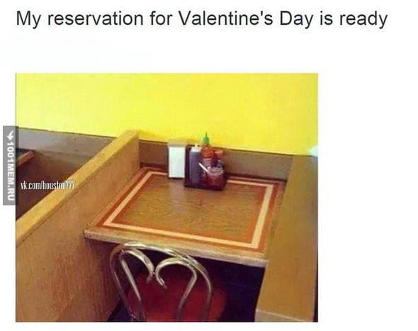 Зарезервировал столик в кафе на день Св. Валентина